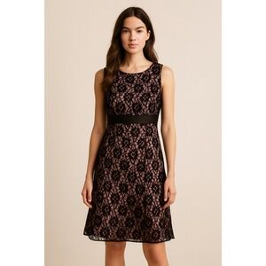 Jane Street Y2k 90s‎ Silk Lace Dress 8 Pink Brown Whimsygoth Empire Waist Regal